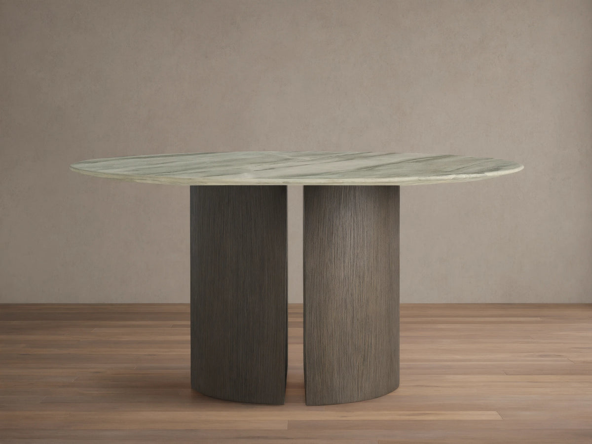 Saint Germain Round Stone Dining Table with Dauphine Base