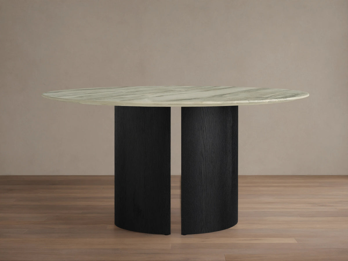 Saint Germain Round Stone Dining Table with Dauphine Base