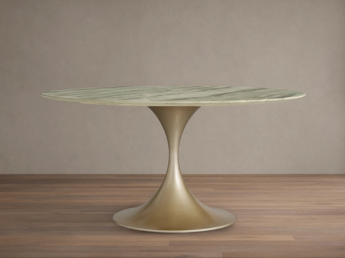 Saint Germain Round Stone Dining Table with Launette Base