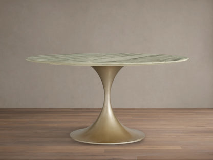Saint Germain Round Stone Dining Table with Launette Base
