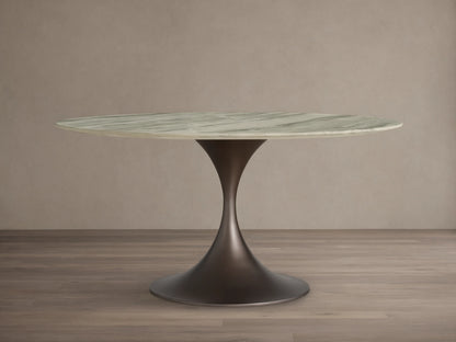 Saint Germain Round Stone Dining Table with Launette Base