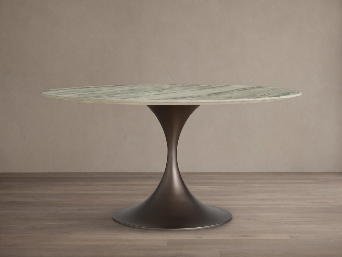 Saint Germain Round Stone Dining Table with Launette Base