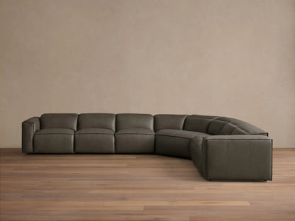 Coburn Motion Leather Six-Piece Corner Wedge Sectional