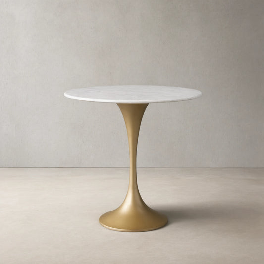 Saint Germain Tavern Small Dining Table Marble Top with Steel Base