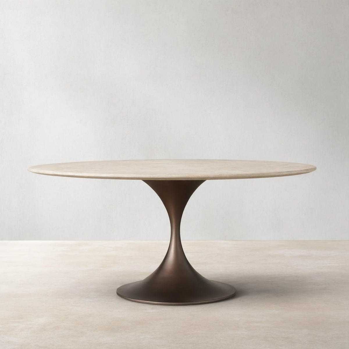 Saint Germain Round Stone Dining Table with Modern Steel Base