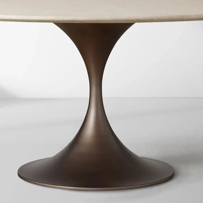 Saint Germain Round Stone Dining Table with Modern Steel Base