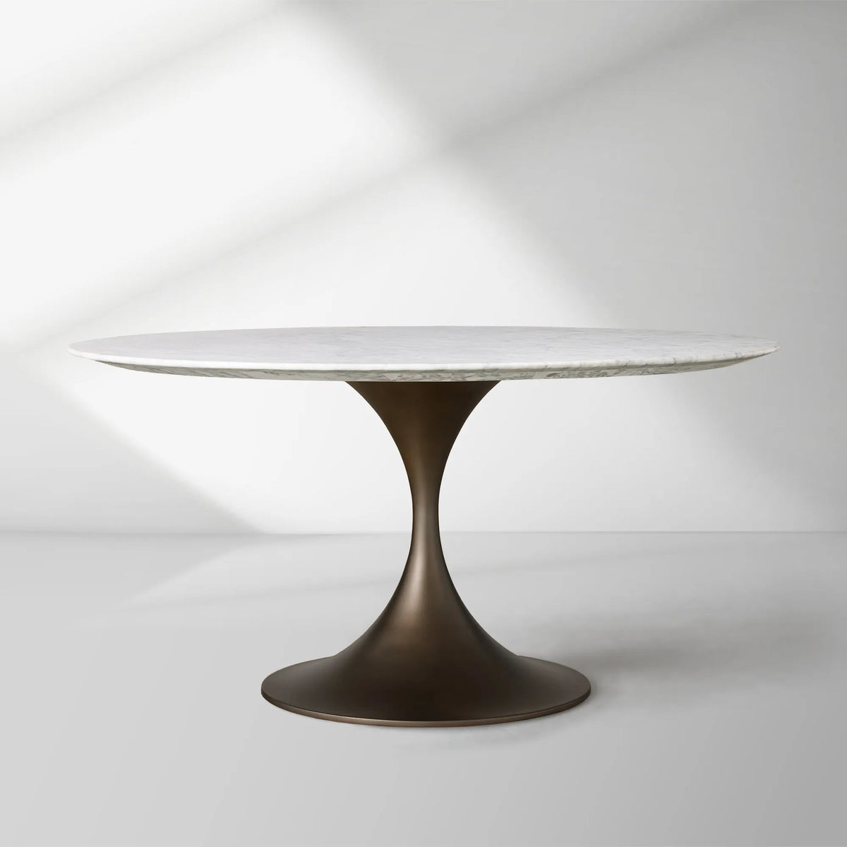 Saint Germain Round Stone Dining Table with Modern Steel Base