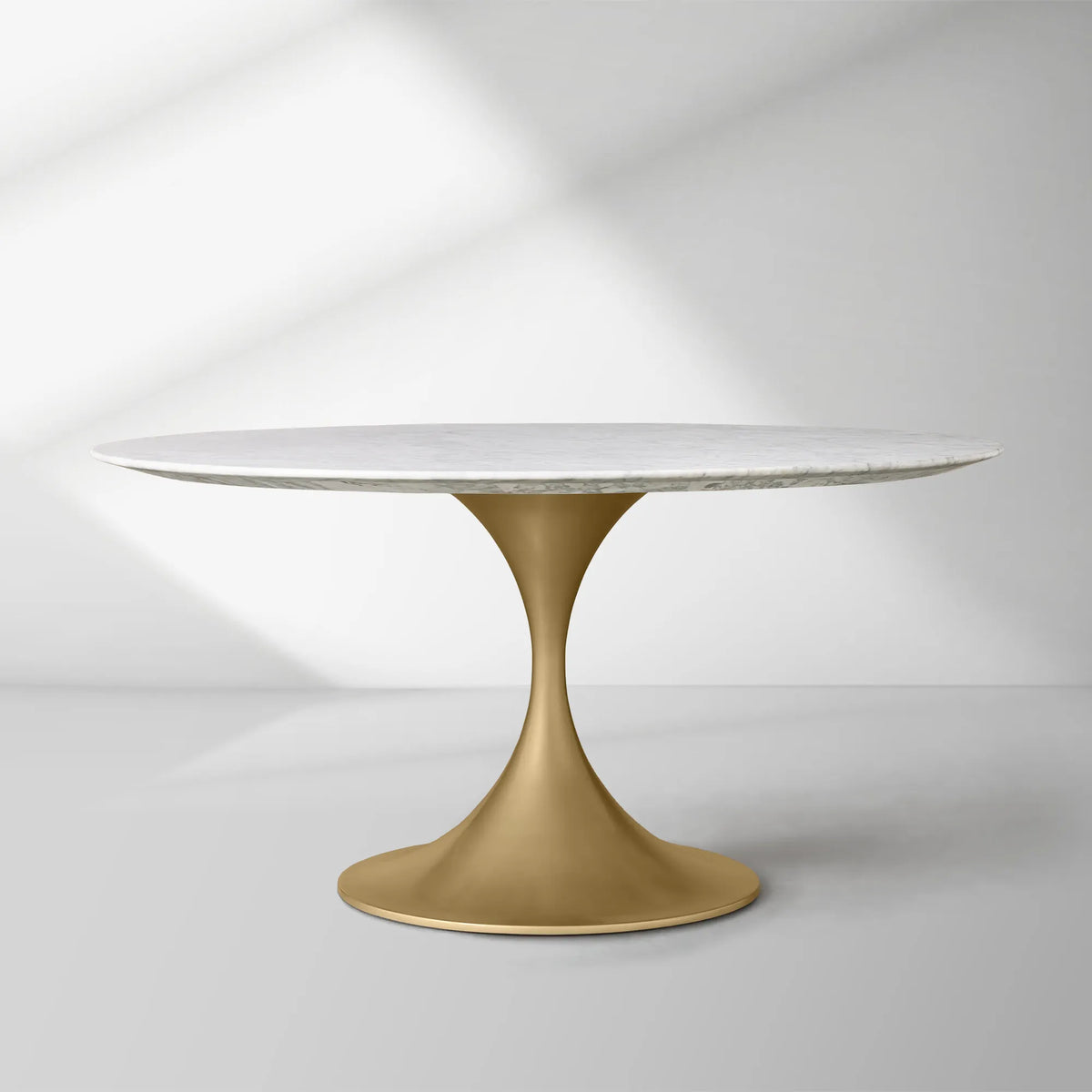 Saint Germain Round Stone Dining Table with Modern Steel Base