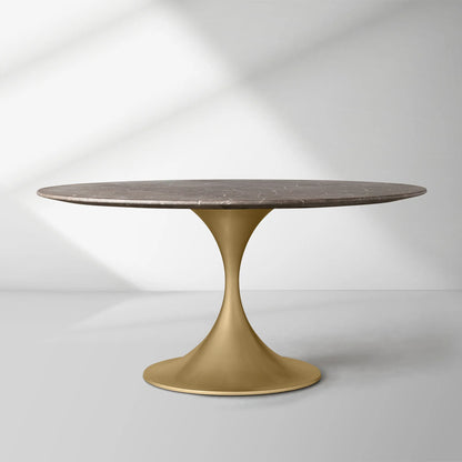 Saint Germain Round Stone Dining Table with Modern Steel Base