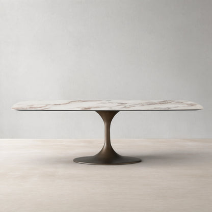 Vincenza Marble-Look Ceramic Dining Table with Steel Base
