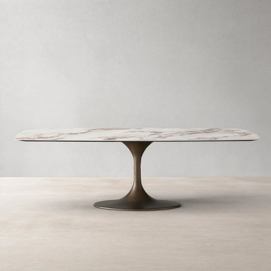 Vincenza Marble-Look Ceramic Dining Table with Steel Base