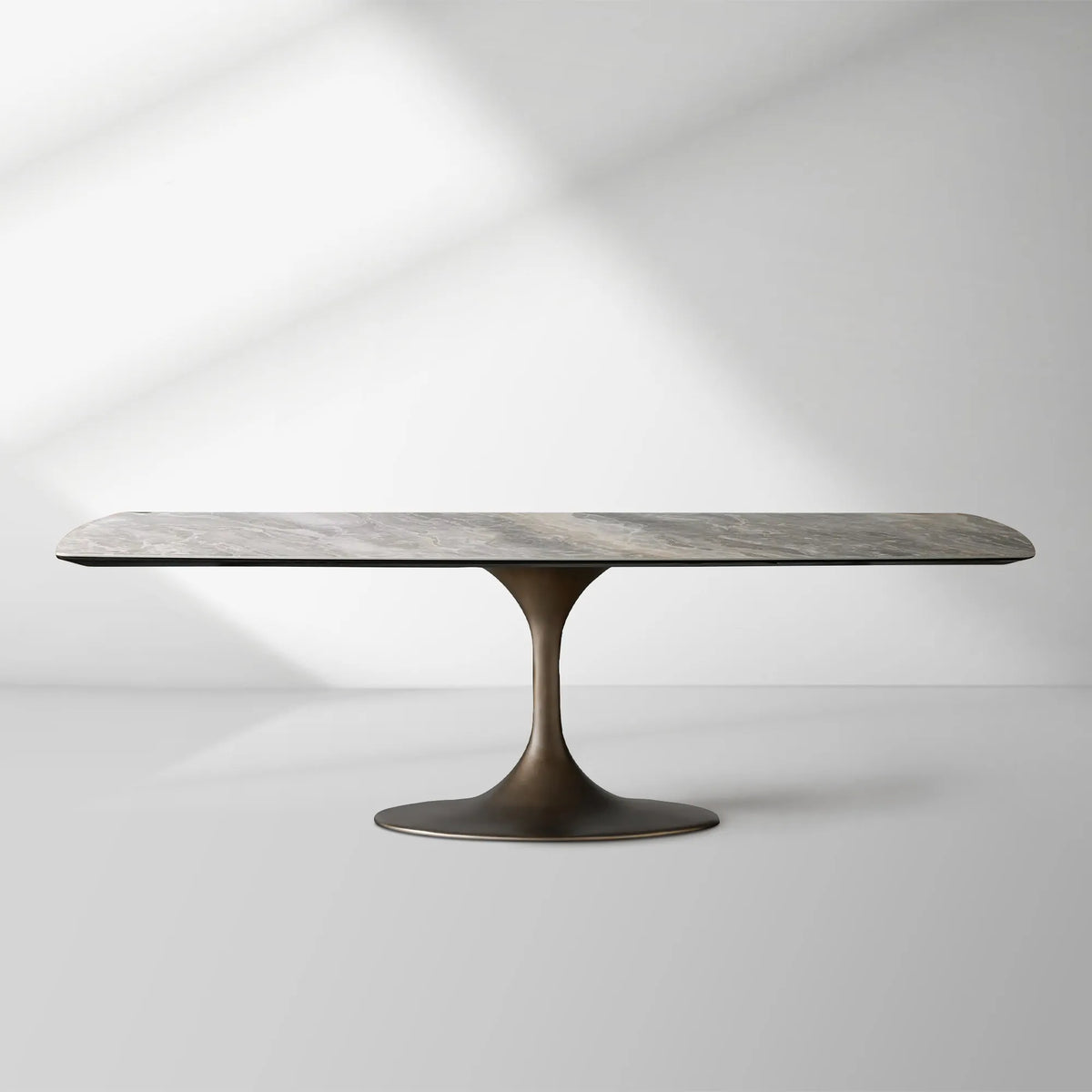 Vincenza Marble-Look Ceramic Dining Table with Steel Base