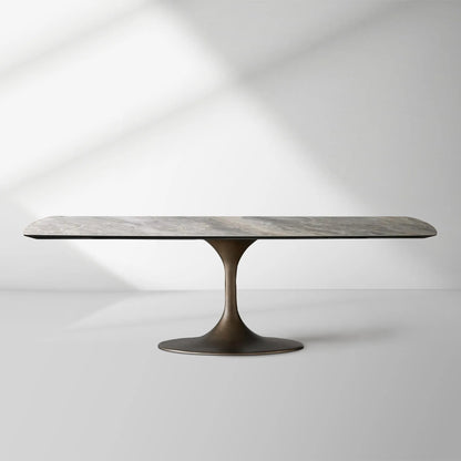 Vincenza Marble-Look Ceramic Dining Table with Steel Base