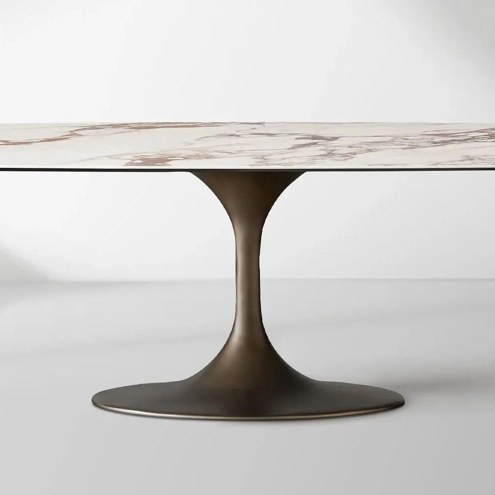 Vincenza Marble-Look Ceramic Dining Table with Steel Base