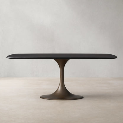 Saint Germain Solid Wood Dining Table with Steel Base