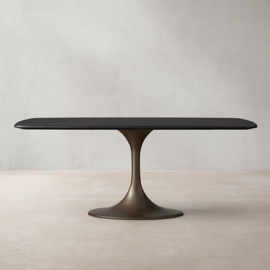 Saint Germain Solid Wood Dining Table with Steel Base