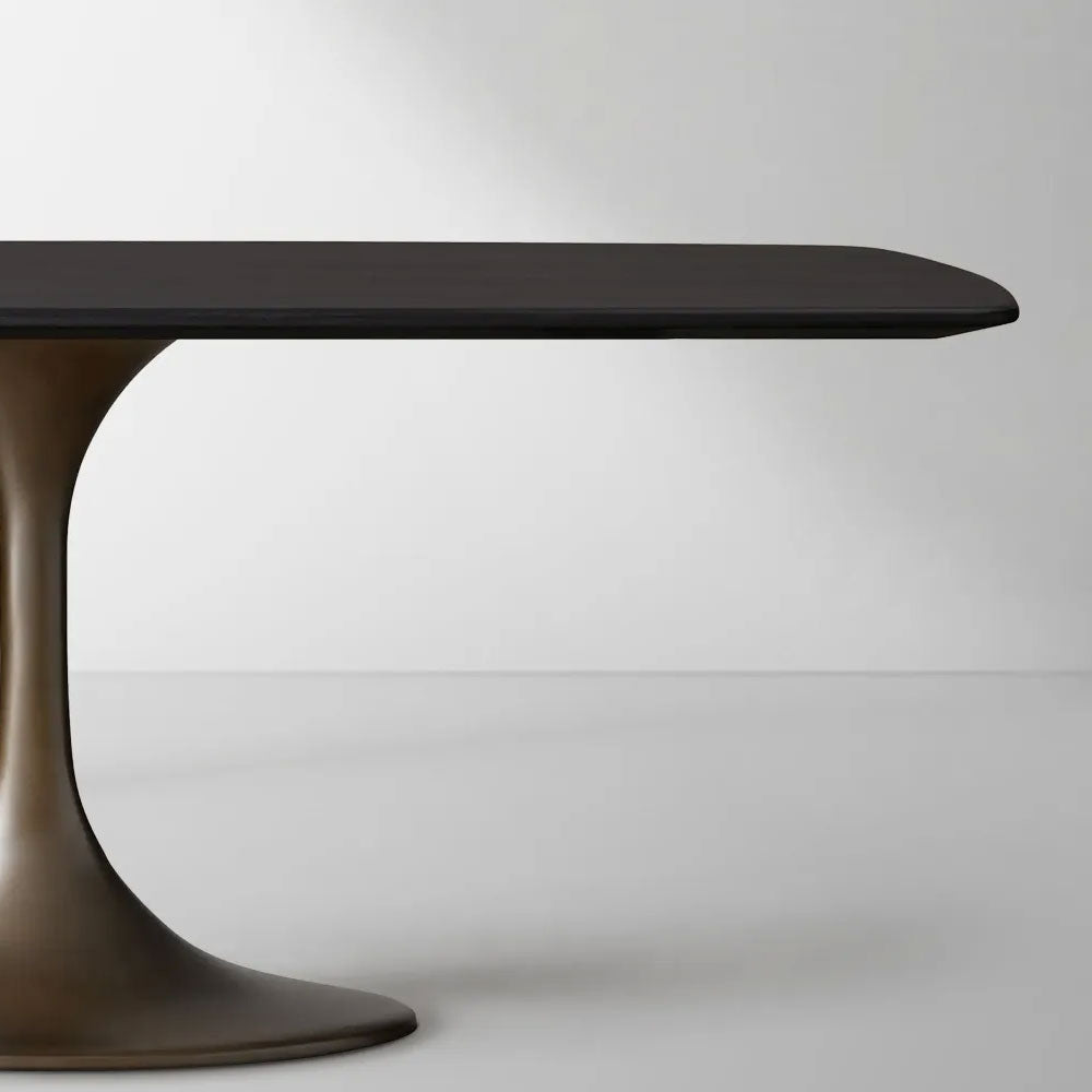Saint Germain Solid Wood Dining Table with Steel Base