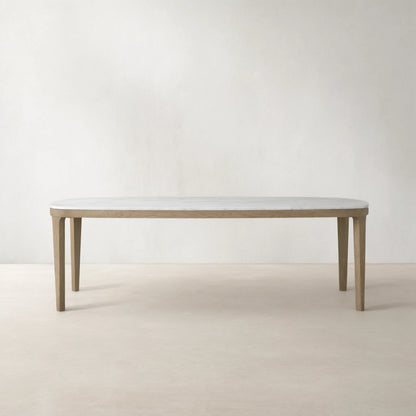 Danny Carrara Marble Top Dining Table With Oak Base