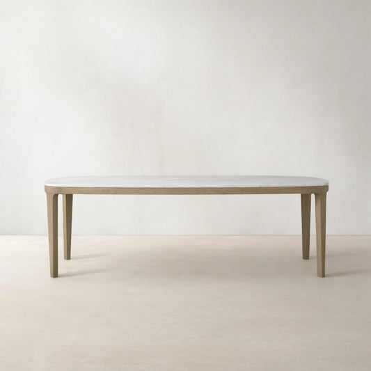 Danny Carrara Marble Top Dining Table With Oak Base