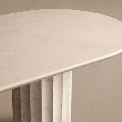 Danae Oval Marble Dining Table with Fluted Pedestal Base