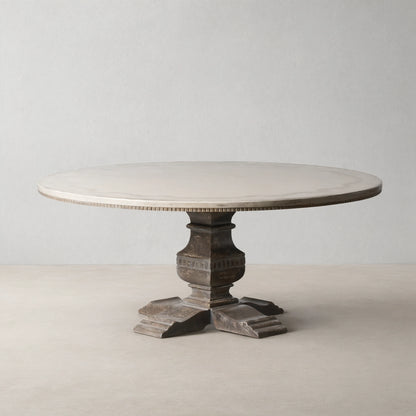 Serra Ribbon Solid Poplar Wood Round Dining Table
