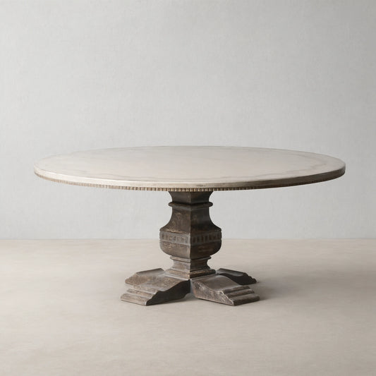 Serra Ribbon Solid Poplar Wood Round Dining Table
