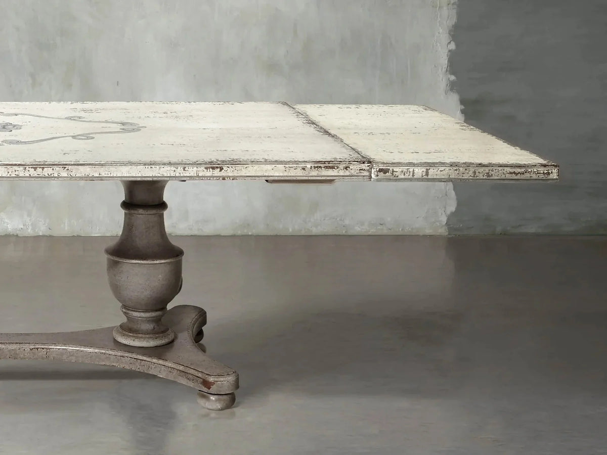 Hand painted in Italy Bianca Dining Table with Dual Leaf Extensions
