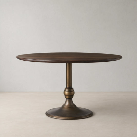 Jacob Round Dining Table with Wade Solid Cast Iron Base
