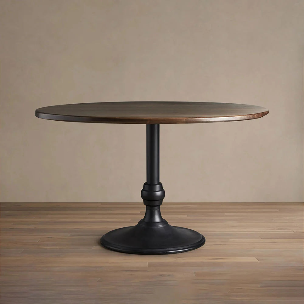Jacob Round Dining Table with Wade Solid Cast Iron Base