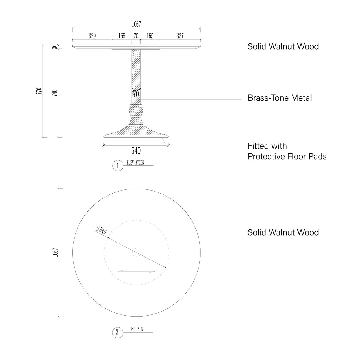 Modern Jacob Bistro Table with Wade Solid Cast Base