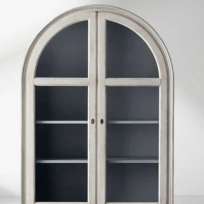 Giotto Antique Tall Display Cabinet Wood Side Storage Cabinet Bookcase with Glass Doors