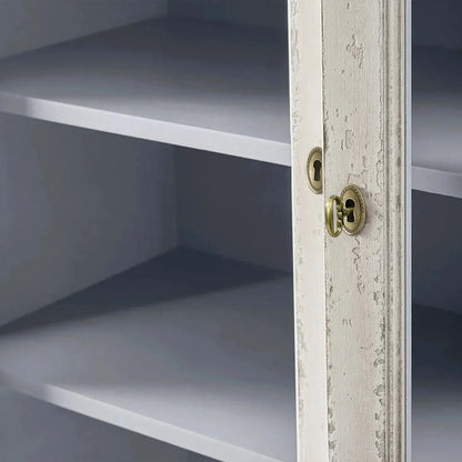 Giotto Antique Tall Display Cabinet Wood Side Storage Cabinet Bookcase with Glass Doors
