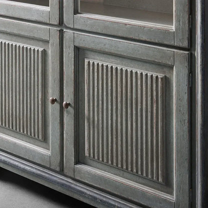 Giotto Antique Tall Display Cabinet Wood Side Storage Cabinet Bookcase with Glass Doors