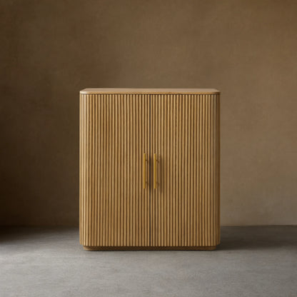 Finnley Wood Bar Cabinet with Metal Base