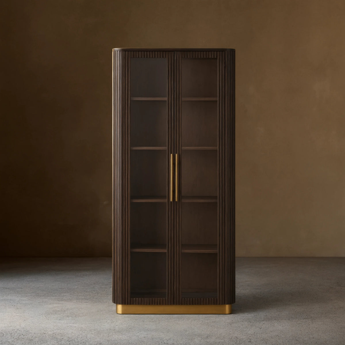 Finnley Glass Door Solid Wood Display Cabinet