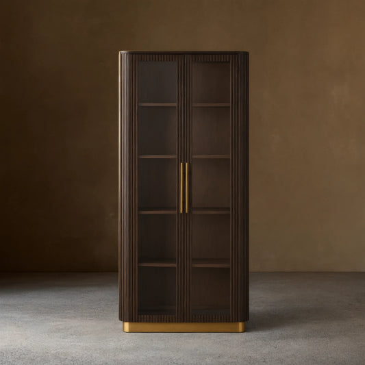 Finnley Glass Door Solid Wood Display Cabinet