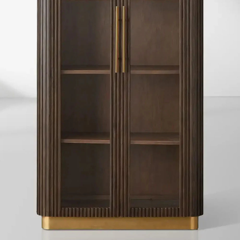 Finnley Glass Door Solid Wood Display Cabinet