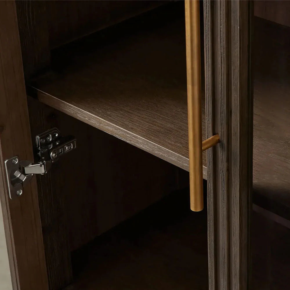 Finnley Glass Door Solid Wood Display Cabinet