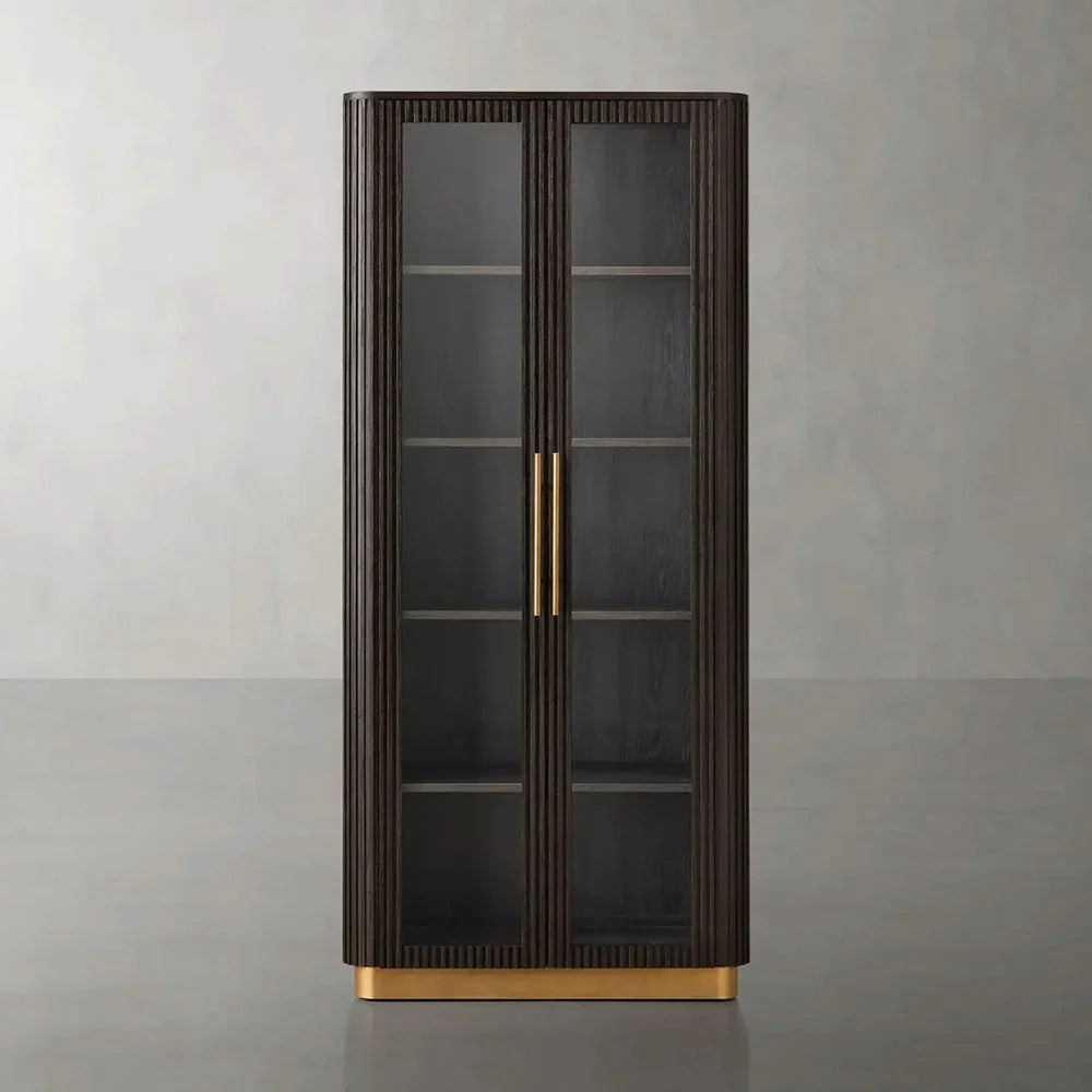 Finnley Glass Door Solid Wood Display Cabinet