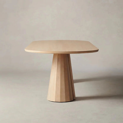 Brank Oval Dining Table Faceted Cone Base with Beveled Edge Top
