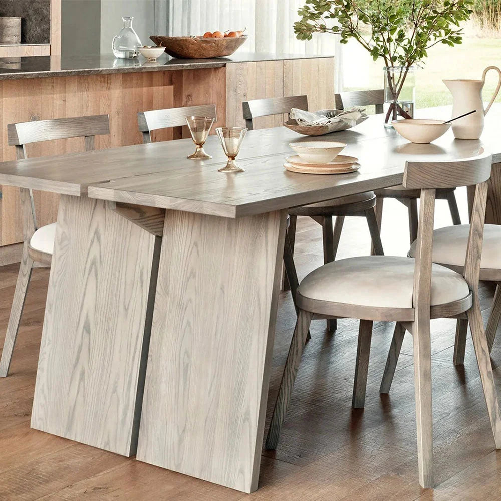Carlisy Wood Rectangle Dining Table with Ash Wood Planks Top