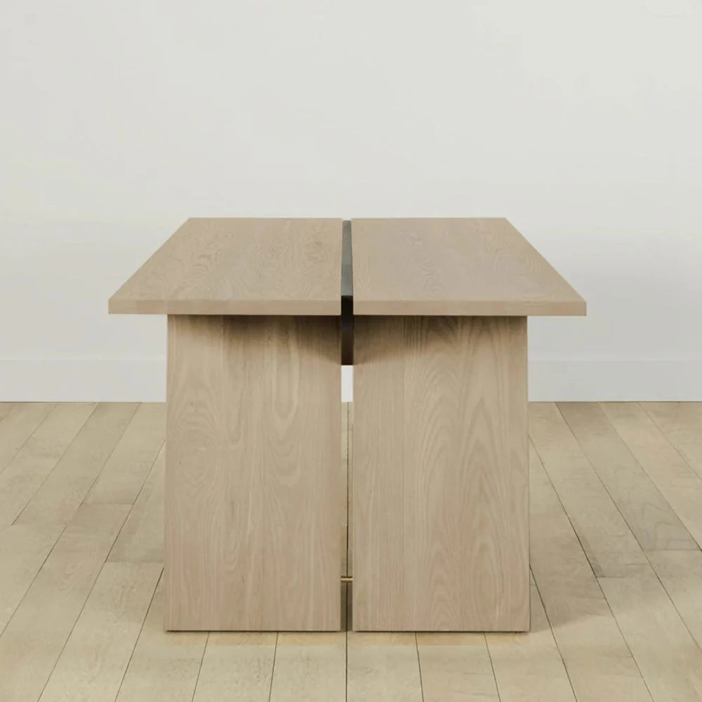 Carlisy Wood Rectangle Dining Table with Ash Wood Planks Top