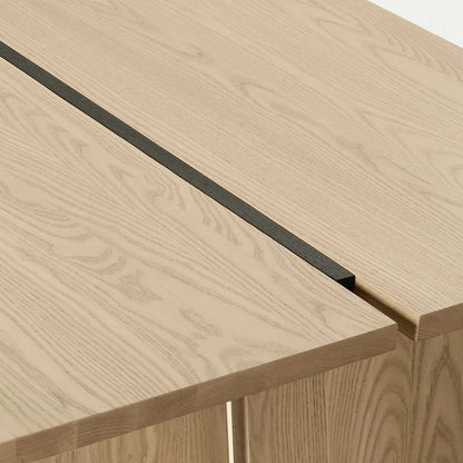 Carlisy Wood Rectangle Dining Table with Ash Wood Planks Top