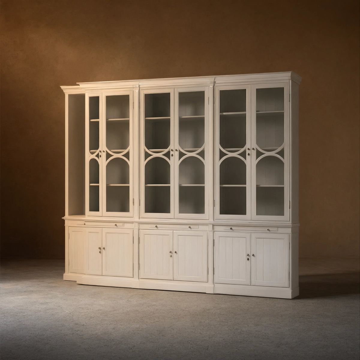 Athens Modular Large Display Cabinet With Glass Doors & Adjustable Shelves