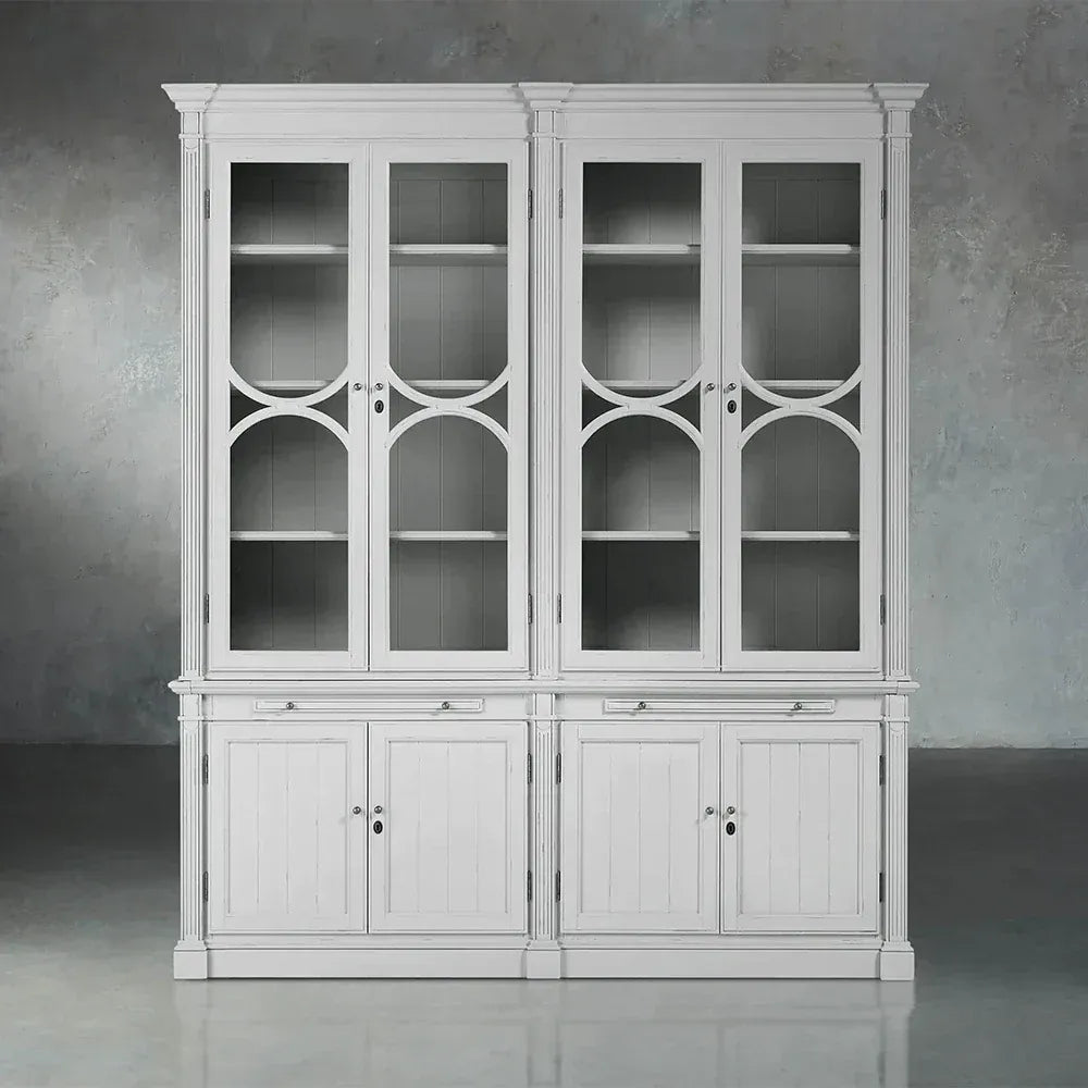 Athens Modular Large Display Cabinet With Glass Doors & Adjustable Shelves