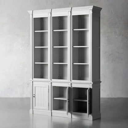 Athens Three Row Bookcase Handcrafted Wood Display Cabinet
