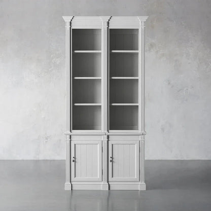 Athens Three Row Bookcase Handcrafted Wood Display Cabinet