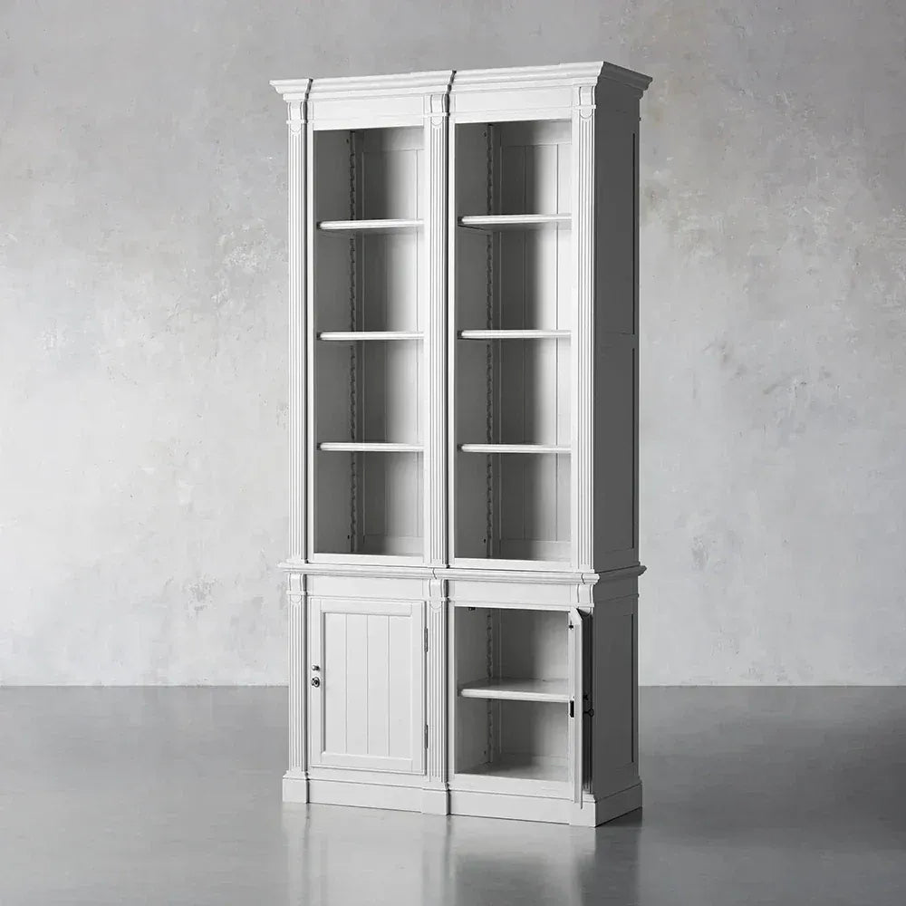 Athens Double Row Bookcase Wood Display Cabinet