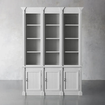 Athens Double Row Bookcase Wood Display Cabinet