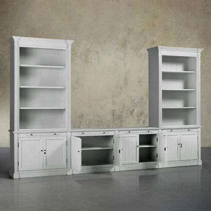 Athens Modular Media Console TV Stand with Double Bookcases